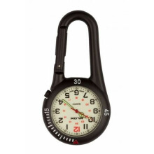 Black Clip on Carabiner with White Face Ideal for Doctors Nurses Chefs