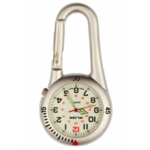 White Silver Clip on Carabiner FOB Watch with White Face Ideal for Doctors Nurses Paramedics Chefs