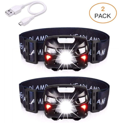 APUNOL 2Packs Rechargeable Waterproof Headlamp LED Headlight with Red Filter