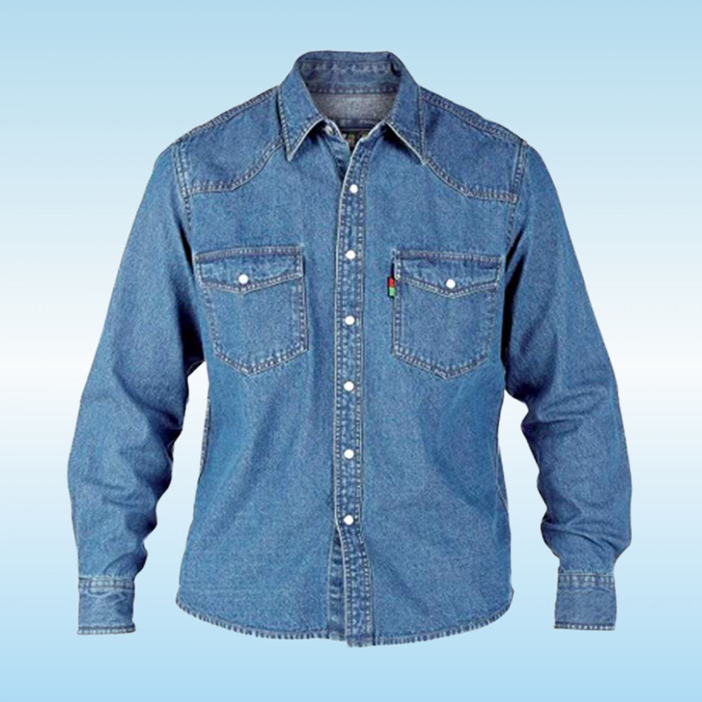 (Blue, 3XL) Duke London Men's D555 Denim Shirts