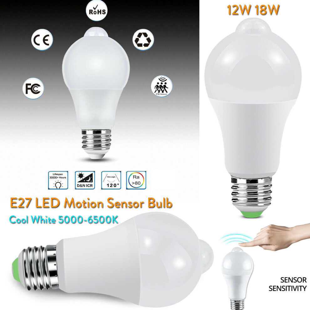 (18W 23 LEDs) E27 12W 18W 220V Auto PIR Motion Sensor LED Bulb