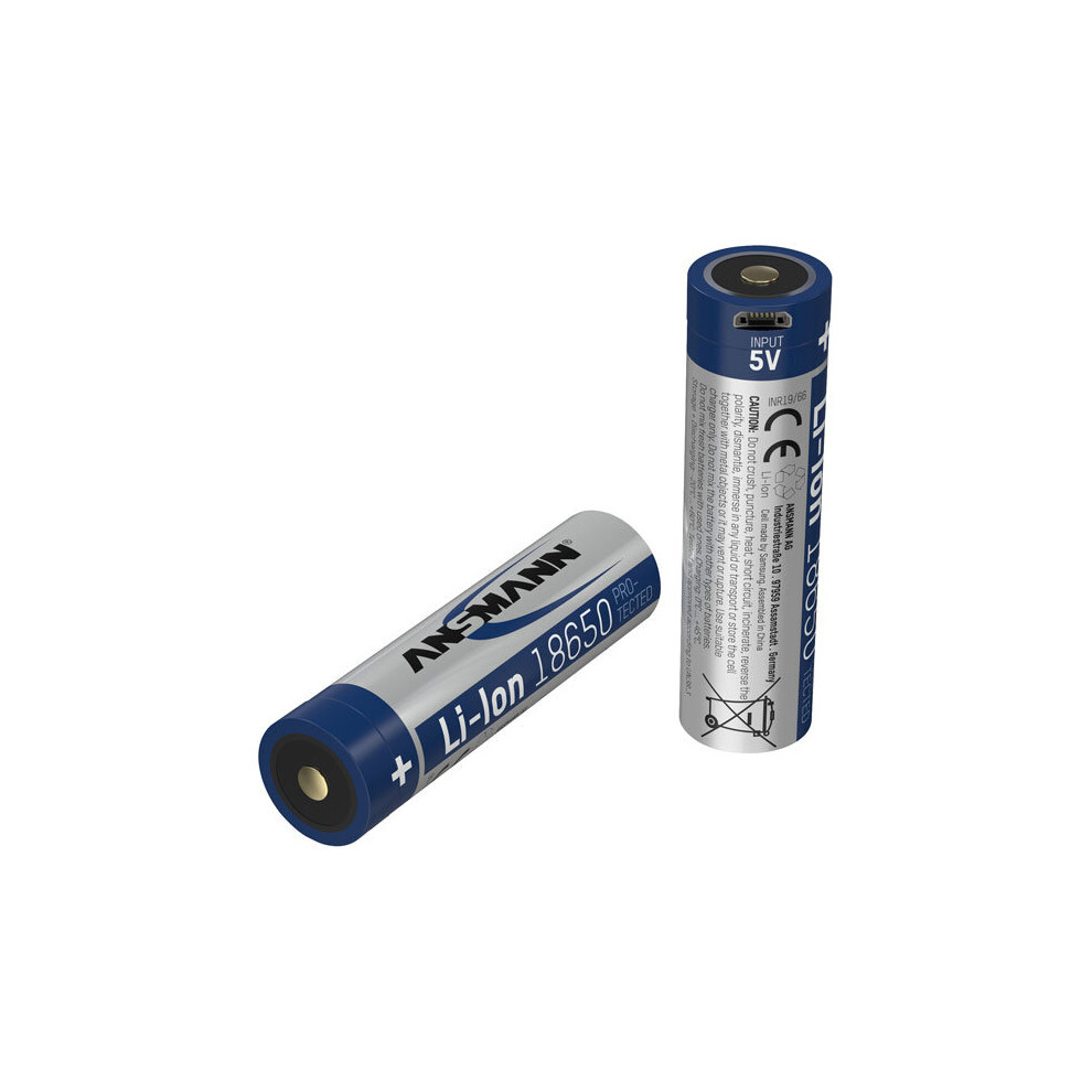 Ansmann 1307-0003 Li-Ion 18650 Battery 3.6V 3400Mah With Micro Usb