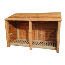 (4ft, Rustic Brown) Wooden Log Store - Standard Roof (L-187cm, H-126cm / 180cm, W-81cm)