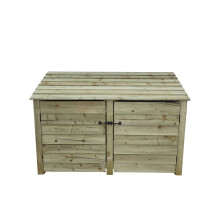 (4ft, Light Green) Wooden Log Store With Doors And Kindling Shelf - Standard Roof (L-187cm, H-126cm / 180cm, W-81cm)