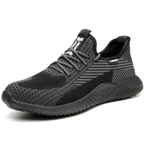 (Black, EU46) Steel Toe Cap Safety Trainers Work Hiking Shoes
