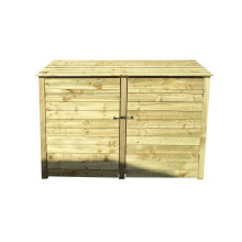 (6ft, Light Green) Wooden Log Store With Doors And Kindling Shelf - Standard Roof (L-187cm, H-126cm / 180cm, W-81cm)