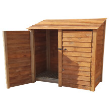 (6ft, Rustic Brown) Wooden Log Store With Doors - Standard Roof (L-187cm, H-126cm / 180cm, W-81cm)
