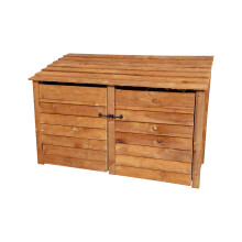 (4ft, Rustic Brown) Wooden Log Store With Doors - Standard Roof (L-187cm, H-126cm / 180cm, W-81cm)