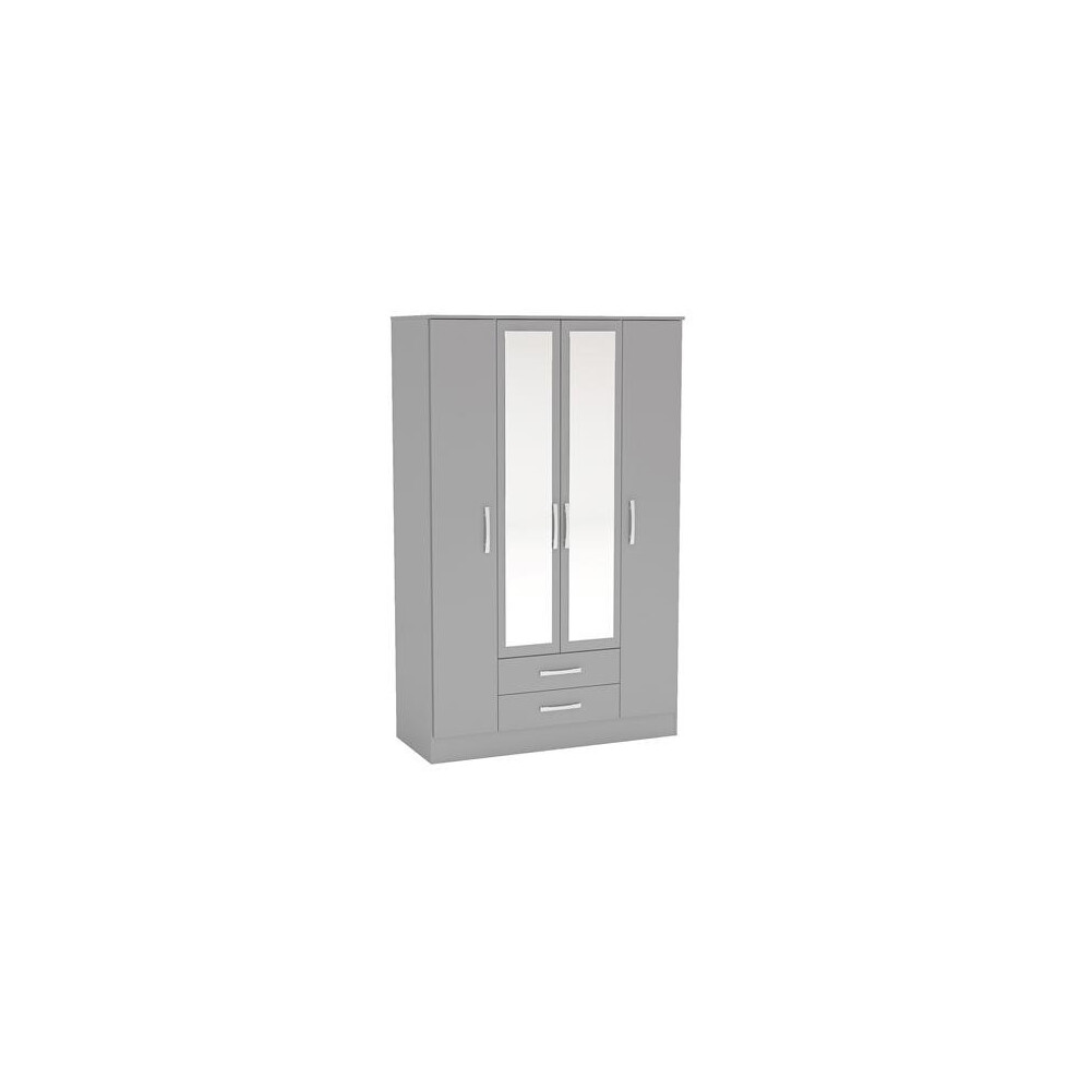 Birlea Lynx 4 Door 2 Drawer Wardrobe With Mirror Grey