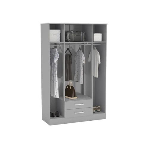 Birlea Birlea Lynx 4 Door 2 Drawer Wardrobe With Mirror Grey 1