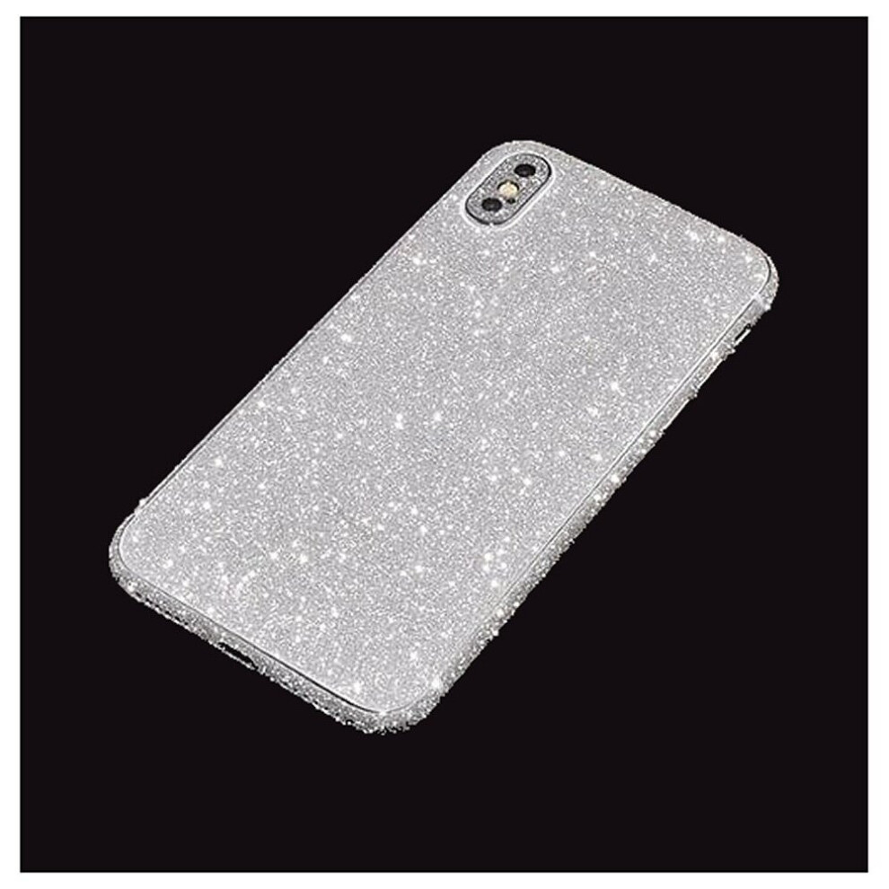 For Iphone 7 - Glitter Bling Rear Glass Protector Silver 7437135251275