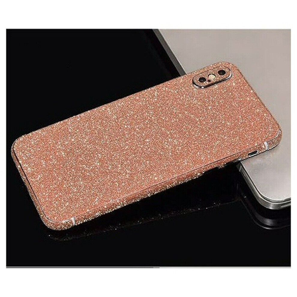 For Iphone 7 Plus - Rose Glitter Bling Rear Glass Protector Gold 7437135251299