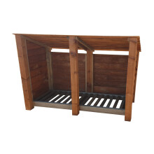 (4ft, Rustic Brown) Wooden Log Store - Reversed Roof (L-187cm, H-126cm / 180cm, W-81cm)