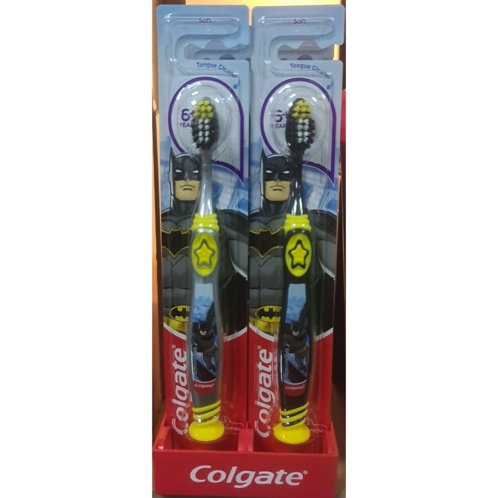 Colgate Batman Kids Toothbrush With Tongue Cleaner - Soft Bristles For 6+ Years
