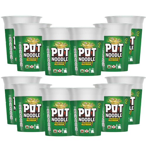 12 Pack Pot Noodle Standard 90g, Chicken & Mushroom