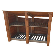 (4ft, Rustic Brown) Wooden Log Store With Kindling Shelf - Reversed Roof (L-187cm, H-126cm / 180cm, W-81cm)