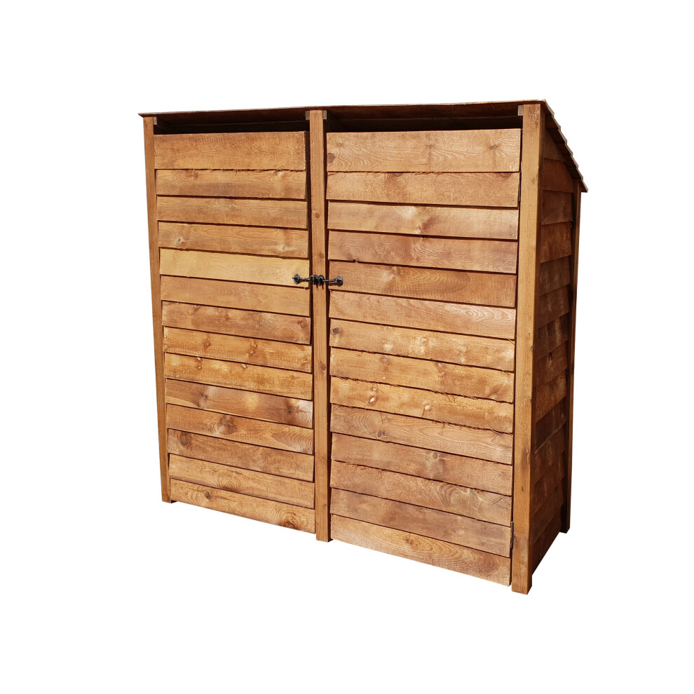 (6ft, Rustic Brown) Wooden Log Store With Doors And Kindling Shelf - Reversed Roof (L-187cm, H-126cm / 180cm, W-81cm)-image-OPC-P6HZWGC-NEW