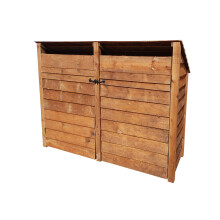 (4ft, Rustic Brown) Wooden Log Store With Doors And Kindling Shelf - Reversed Roof (L-187cm, H-126cm / 180cm, W-81cm)