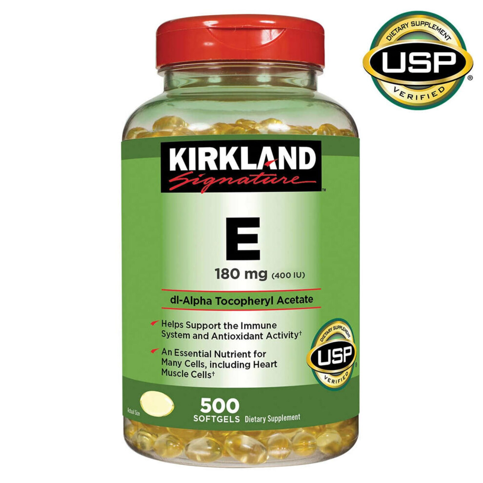 Kirkland Signature Vitamin E, 180 mg (400 IU), 500 Softgels - dl-Alpha Tocopheryl Acetate