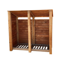 (6ft, Rustic Brown) Wooden Log Store - Reversed Roof (L-187cm, H-126cm / 180cm, W-81cm)
