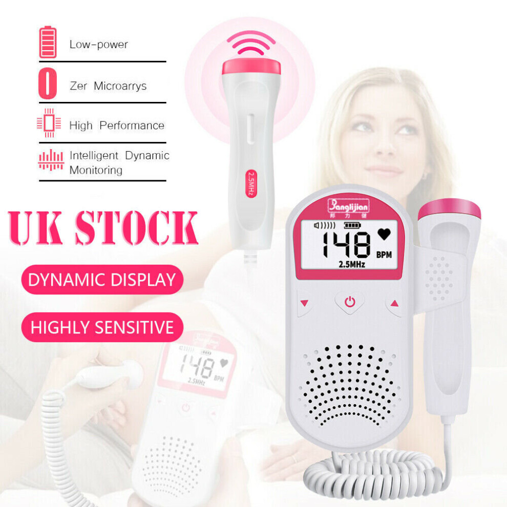 LCD Baby Ultrasonic Detector Fetal Doppler Prenatal Heart Rate Heartbeat Monitor