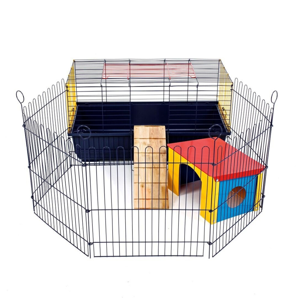 Indoor Rabit Cage With Run 80 CM - Small Pet Guinea Pig Single Tier