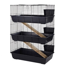 TK50867 Indoor Rabbit Cage 100cm Blue/Black 3-Tier with 4 Doors, 2 Ramps & 3 Hayracks
