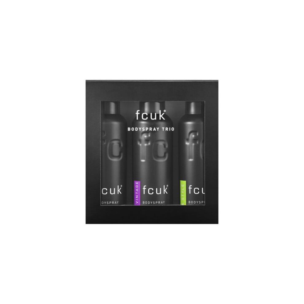 FCUK Body Spray Trio Gift Set, Vintage, Urban and Sport Style. 200ml
