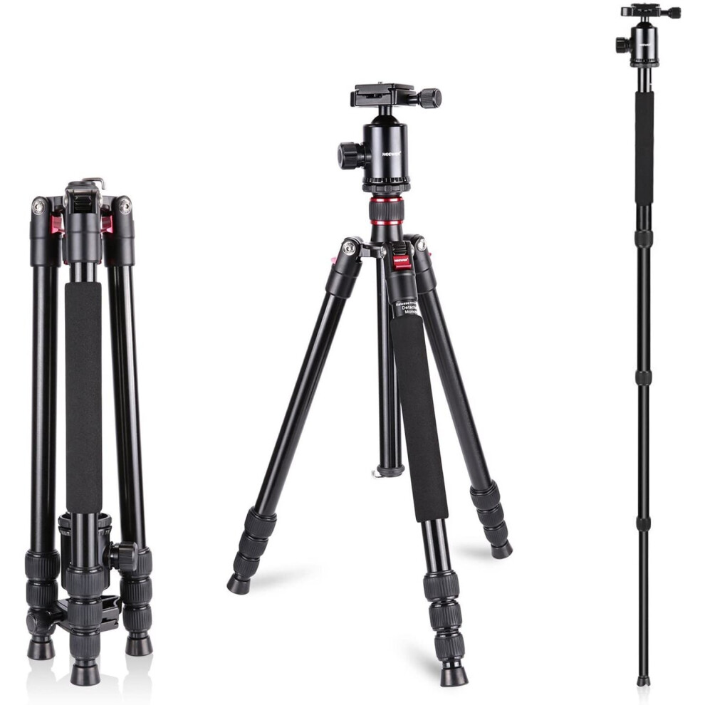 Neewer Aluminum Alloy 64 inches/162 Centimeters Camera Travel Tripod Monopod with 360 Degree Ball Head,1/4 inch Quick Shoe Plate and Bag for DSLR ..