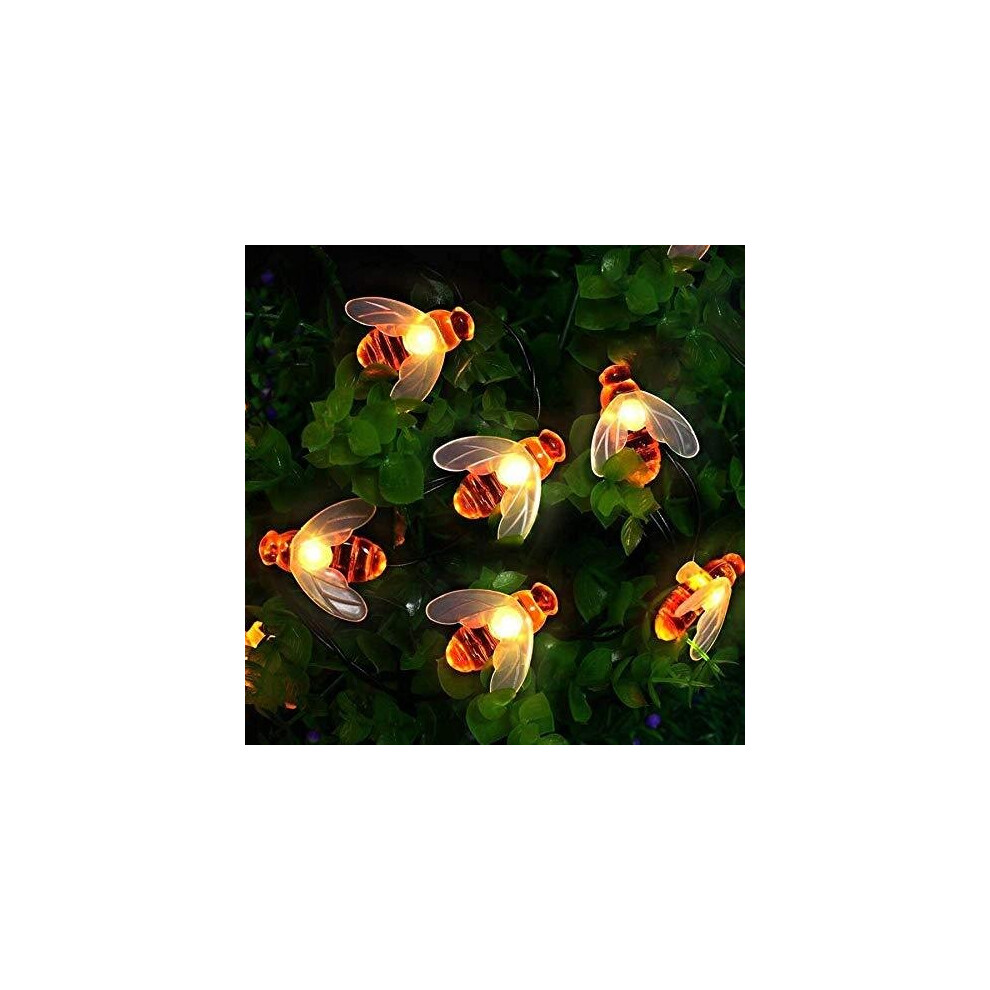 [50 LED] Solar Garden Lights, Honey Bee Fairy String Lightsï¼7M/24Ft 8 Mode Waterproof Outdoor/Indoor Garden Lighting for Flower Fence, Lawn, Patio,