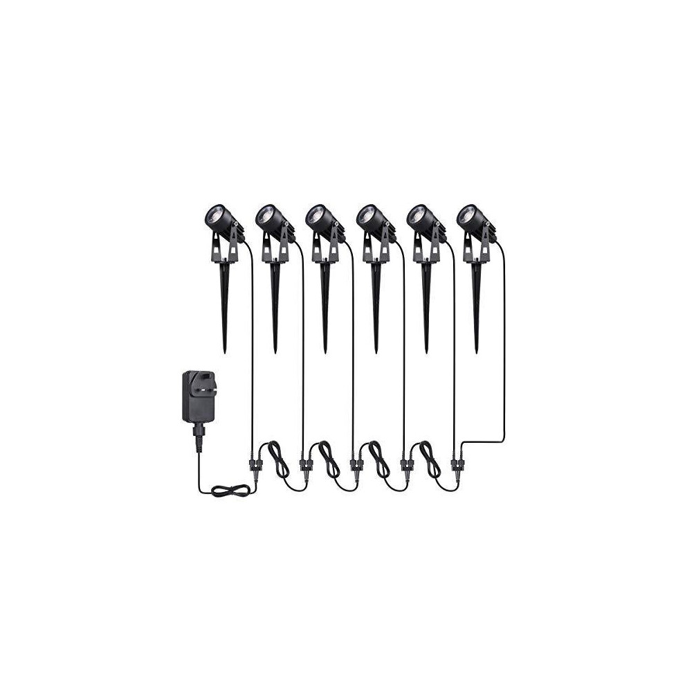 Tomshine 6 Pack 12V 6.56ft Garden Spike Lights Mains Powered Ip65 Waterproof Outdoor Decorative Garden Spotlights for Pathway Patio Yard