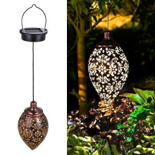 Tomshine Solar Lantern Light,Outdoor Hanging Garden Lights Metal Lamp for Patio, Patio Decor Metal Yard Art Garden Accessories Outdoor Decorations f