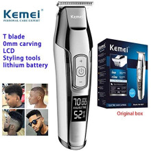 KEMEI Men's LCD Display Bald-Head Clipper & Beard Trimmer - Wireless Rechargeable Haircut Cutter with Corded Option, Professional Edger