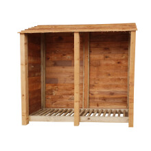 (6ft, Rustic Brown) Wooden Log Store - Standard Roof (L-187cm, H-126cm / 180cm, W-81cm)