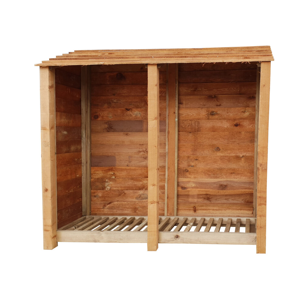 (6ft, Rustic Brown) Wooden Log Store - Standard Roof (L-187cm, H-126cm / 180cm, W-81cm)-image-OPC-P6HZK7J-NEW