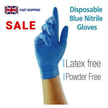 (Large) BLUE Medical Nitrite Powder Free Latex Free Disposable Strong Nitrite Gloves Food Safe