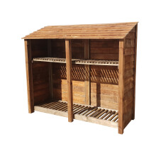(6ft, Light Green) Wooden Log Store With Kindling Shelf - Standard Roof (L-187cm, H-126cm / 180cm, W-81cm)