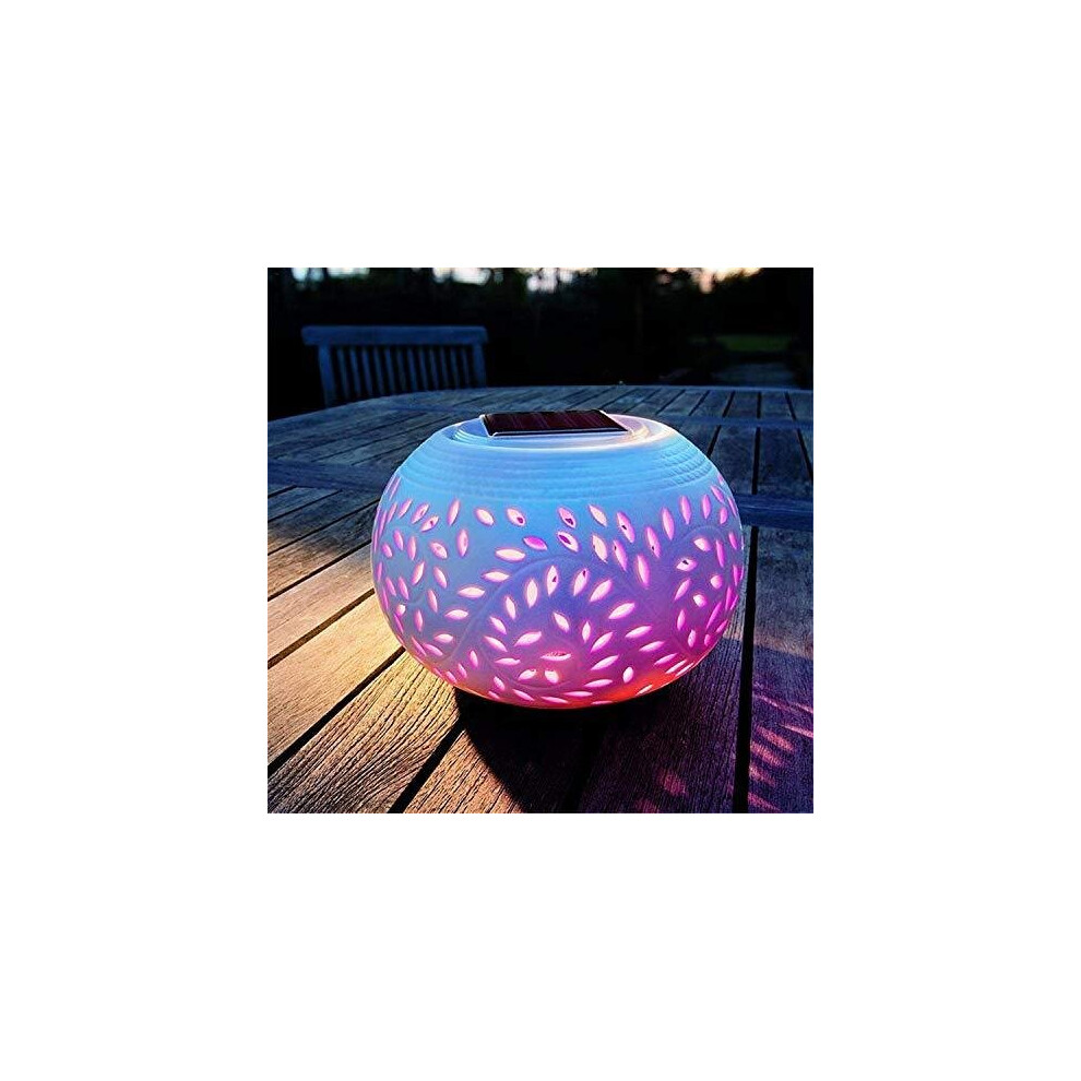 Solarize Colour Changing Ceramic Table Lantern White/Light