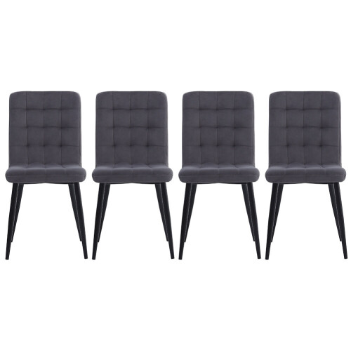 Living And Home 4Pcs Tufted Modern Armless Dining Chairs with Metal Legs 1