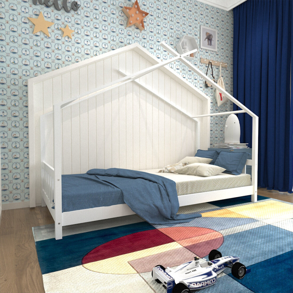 3ft Single Bed Children Kids Bed Frame Solid Pine Wood House Bedstead Boys Girls