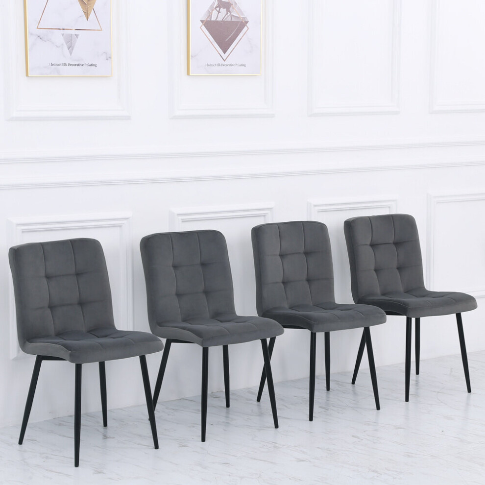 Set of 4 Modern Frosted Velvet Kitchen Dining Chairs