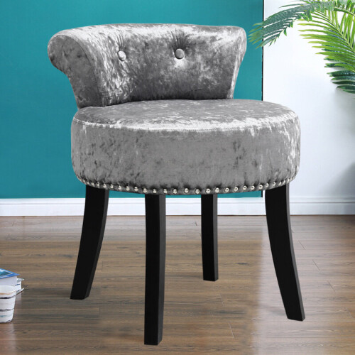 Warmiehomy Vanity Dressing Table Stool With Button Design, Low Back Velvet Dressing  Table Chair With Nature Wood Leg,Small Guest Bedroom High Elastic Sponge  Chair For Guest Room Hall 39*36*58cm Grey : Amazon.co.uk: