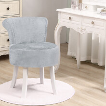 (Grey) Plush Shaggy Dressing Table Stool Chair Piano Makeup Seat Vanity