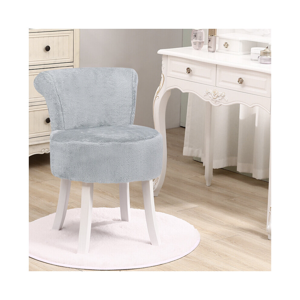 (Grey) Plush Shaggy Dressing Table Stool Chair Piano Makeup Seat Vanity