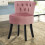 Living And Home (Pink) Velvet Stool Makeup Dressing Table Stool Vanity Chair 2