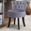 Living And Home (Grey) Velvet Stool Makeup Dressing Table Stool Vanity Chair 1