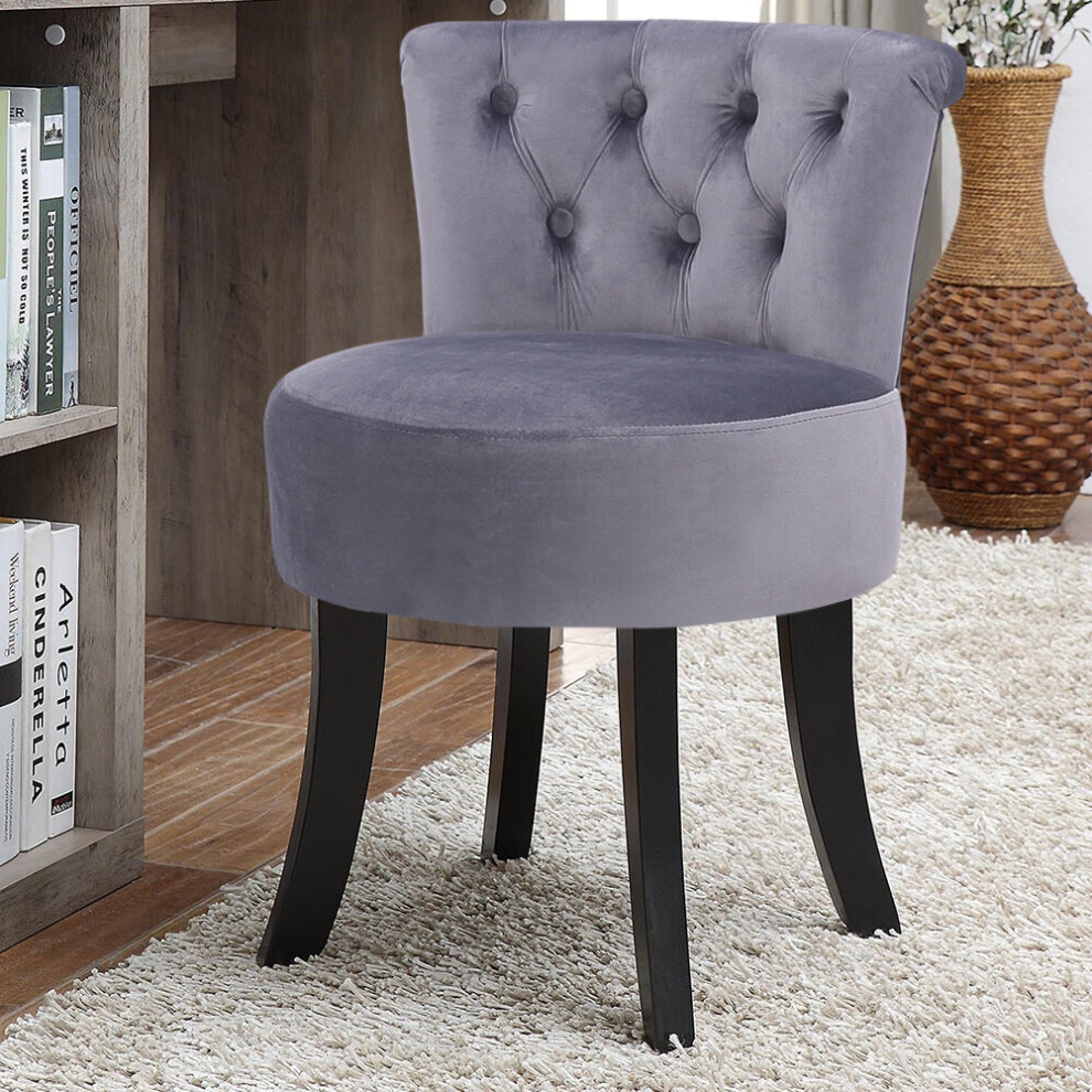 Living And Home (Grey) Velvet Stool Makeup Dressing Table Stool Vanity Chair Grey