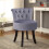Living And Home (Grey) Velvet Stool Makeup Dressing Table Stool Vanity Chair 3