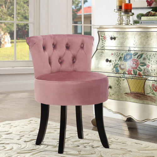 Living And Home (Pink) Velvet Stool Makeup Dressing Table Stool Vanity Chair 2