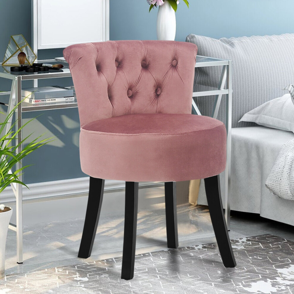 Living And Home (Pink) Velvet Stool Makeup Dressing Table Stool Vanity Chair Pink